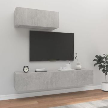 vidaXL 3-delige Tv-meubelset bewerkt hout betongrijs