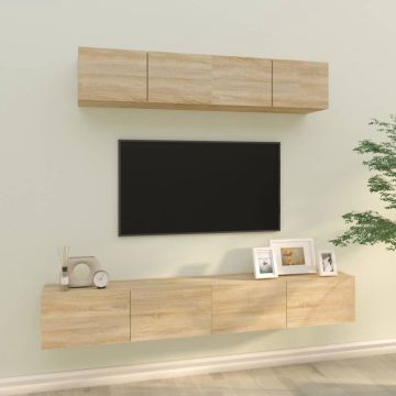 vidaXL 4-delige Tv-meubelset bewerkt hout sonoma eikenkleurig