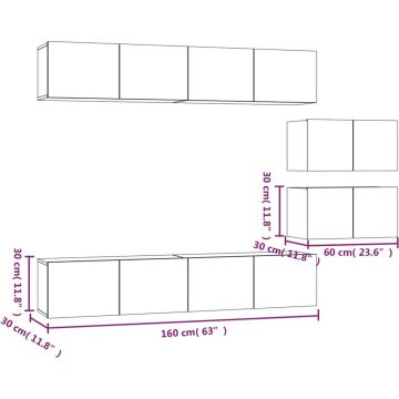 vidaXL 6-delige Tv-meubelset bewerkt hout betongrijs