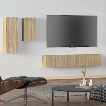 vidaXL 4-delige Tv-meubelset bewerkt hout sonoma eikenkleurig