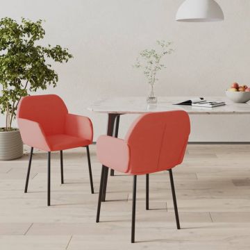 vidaXL Eetkamerstoelen 2 st fluweel roze