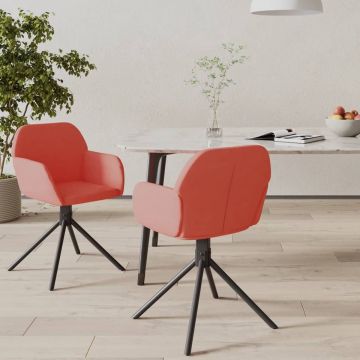 vidaXL Eetkamerstoelen draaibaar 2 st fluweel roze