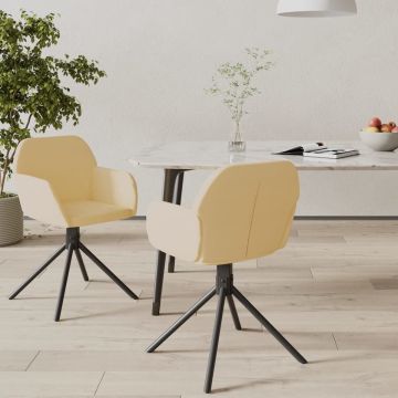 vidaXL Eetkamerstoelen draaibaar 2 st fluweel crèmekleurig