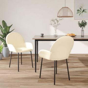 vidaXL Eetkamerstoelen 2 st kunstleer crèmekleurig