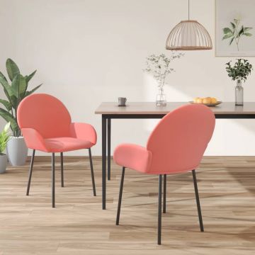 vidaXL Eetkamerstoelen 2 st fluweel roze