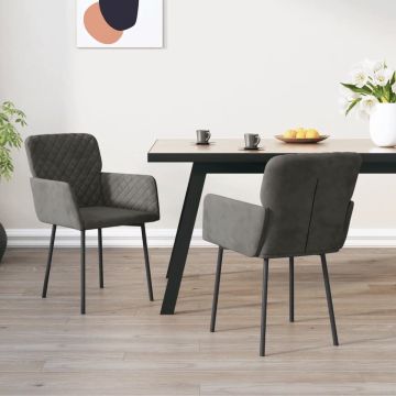 vidaXL Eetkamerstoelen 2 st fluweel donkergrijs