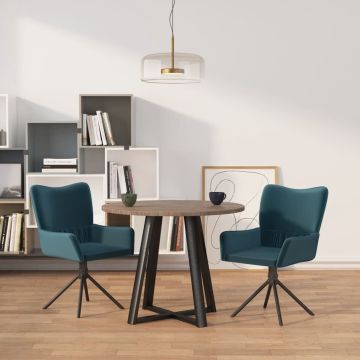 vidaXL Eetkamerstoelen draaibaar 2 st fluweel blauw