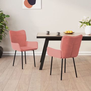 vidaXL Eetkamerstoelen 2 st fluweel roze