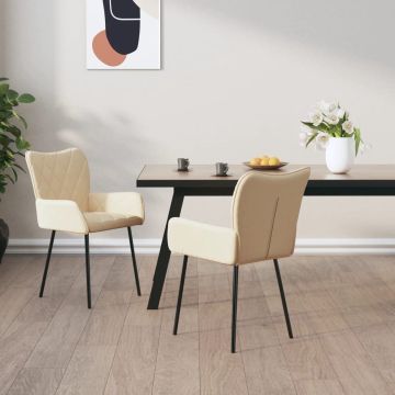 vidaXL Eetkamerstoelen 2 st stof crèmekleurig