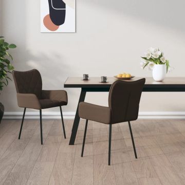 vidaXL Eetkamerstoelen draaibaar 2 st stof taupe