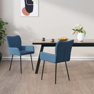 vidaXL Eetkamerstoelen 2 st stof blauw