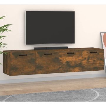 vidaXL Wandkasten 2 st 60x36,5x35 cm bewerkt hout gerookt eikenkleurig