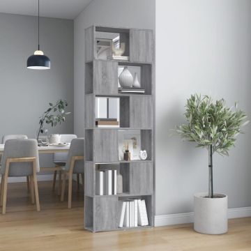 vidaXL Boekenkast/kamerscherm 60x24x186 cm grijs sonoma eiken