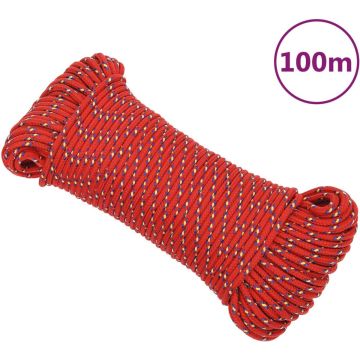 vidaXL Boottouw 3 mm 100 m polypropyleen rood