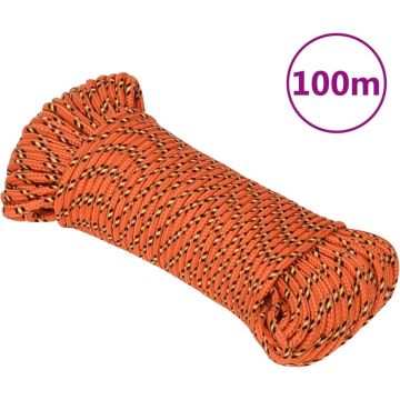 vidaXL Boottouw 3 mm 100 m polypropyleen oranje