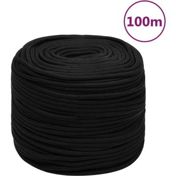 vidaXL Werktouw 6 mm 100 m polyester zwart