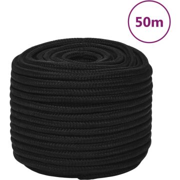 vidaXL Werktouw 14 mm 50 m polyester zwart