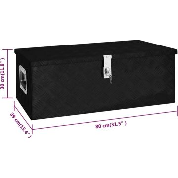 vidaXL Opbergbox 80x39x30 cm aluminium zwart