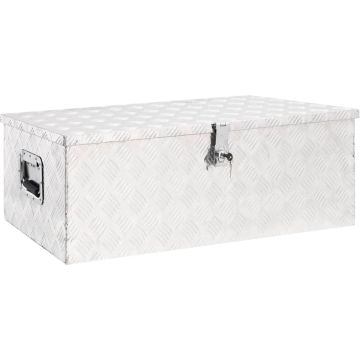 vidaXL Opbergbox 90x47x33,5 cm aluminium zilverkleurig