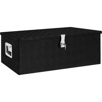 vidaXL Opbergbox 90x47x33,5 cm aluminium zwart