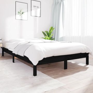 vidaXL Bedframe massief grenenhout zwart 120x200 cm