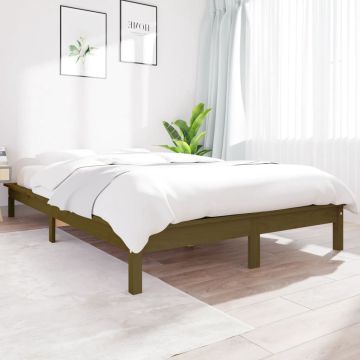 vidaXL Bedframe massief grenenhout honingbruin 150x200cm 5FT King Size