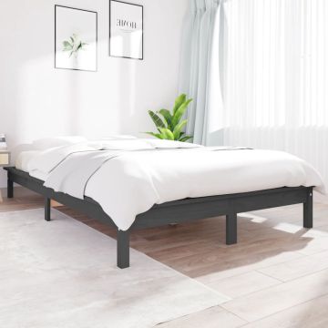 vidaXL Bedframe massief grenenhout grijs 160x200 cm