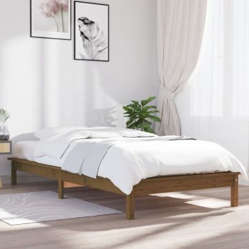 vidaXL Bedframe massief grenenhout honingbruin 90x190 cm 3FT Single