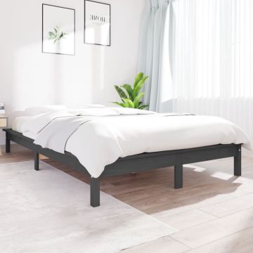 vidaXL Bedframe massief grenenhout grijs 120x190 cm 4FT Small Double