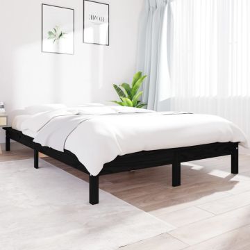 vidaXL Bedframe massief grenenhout zwart 120x190 cm 4FT Small Double