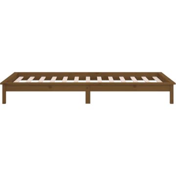 vidaXL Bedframe LED massief hout honingbruin 100x200 cm