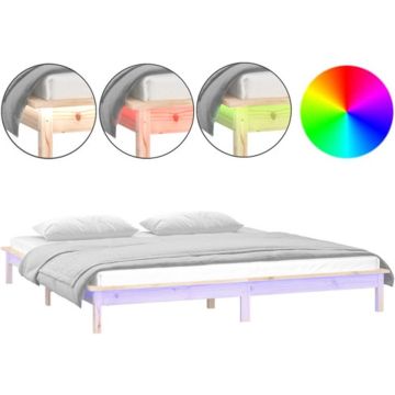 vidaXL Bedframe LED massief hout 180x200 cm Super King