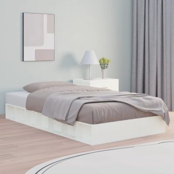 vidaXL Bedframe massief hout wit 75x190 cm 2FT6 Small Single