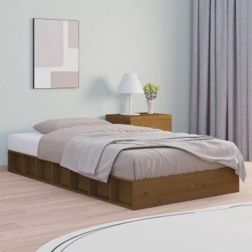 vidaXL Bedframe massief hout honingbruin 75x190 cm 2FT6 Small Single