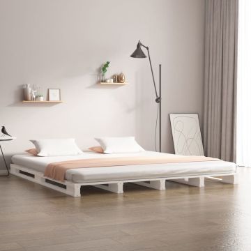 vidaXL Palletbed massief grenenhout wit 180x200 cm 6FT Super King