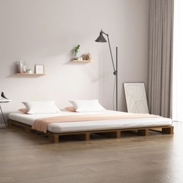 vidaXL Palletbed grenenhout honingbruin 120x190 cm 4FT Small Double