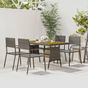 vidaXL 5-delige Tuinset poly rattan grijs