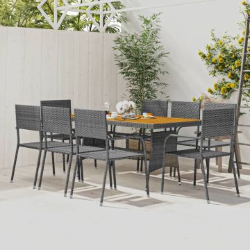 vidaXL 9-delige Tuinset poly rattan grijs