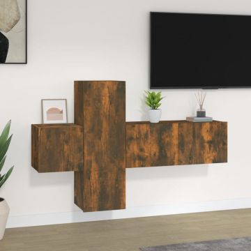 vidaXL 3-delige Tv-meubelset bewerkt hout gerookt eikenkleurig