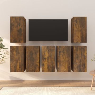 vidaXL Tv-meubels 7 st 30,5x30x60 cm bewerkt hout gerookt eikenkleurig