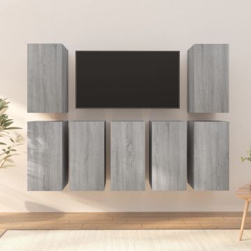 vidaXL Tv-meubels 7 st 30,5x30x60 cm bewerkt hout grijs sonoma eiken