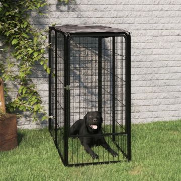 vidaXL Hondenkennel 6 panelen 50 x 100 cm gepoedercoat staal zwart