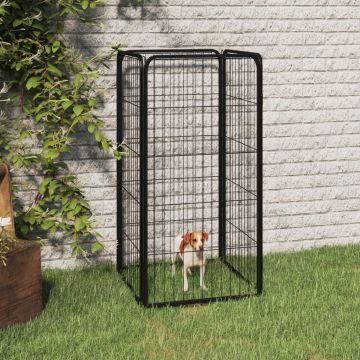 vidaXL Hondenkennel 4 panelen 50 x 100 cm gepoedercoat staal zwart