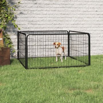 vidaXL Hondenkennel 4 panelen 100x50 cm gepoedercoat staal zwart