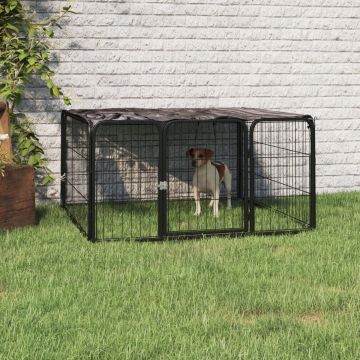 vidaXL Hondenkennel 4 panelen 100x50 cm gepoedercoat staal zwart