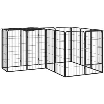 vidaXL Hondenkennel 14 panelen 50 x 100 cm gepoedercoat staal zwart