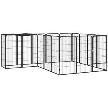 vidaXL Hondenkennel 18 panelen 50 x 100 cm gepoedercoat staal zwart