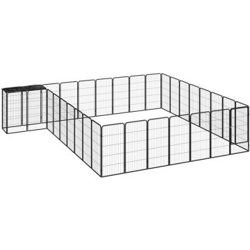 vidaXL Hondenkennel 34 panelen 50x100 cm gepoedercoat staal zwart