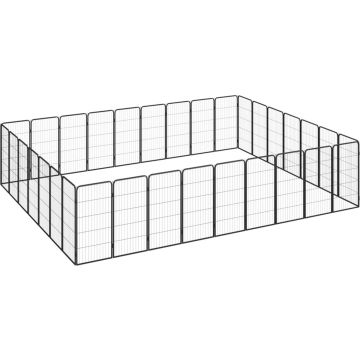 vidaXL Hondenkennel 32 panelen 50 x 100 cm gepoedercoat staal zwart