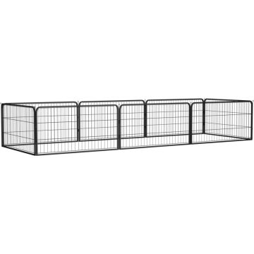 vidaXL Hondenkennel 8 panelen 100x50 cm gepoedercoat staal zwart